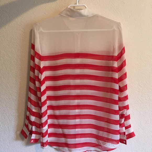Club Monaco silk striped button-down blouse XS - Picture 3 of 4